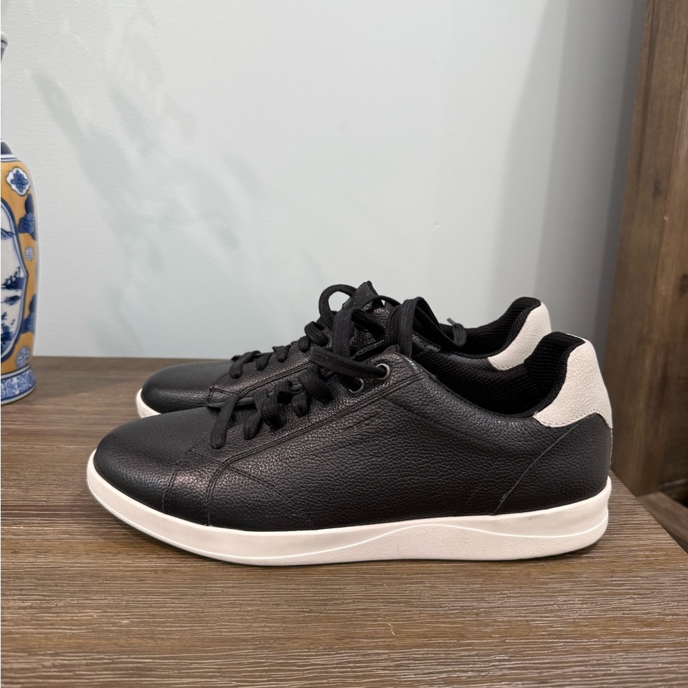 Geox Black and White Leather Sneakers
